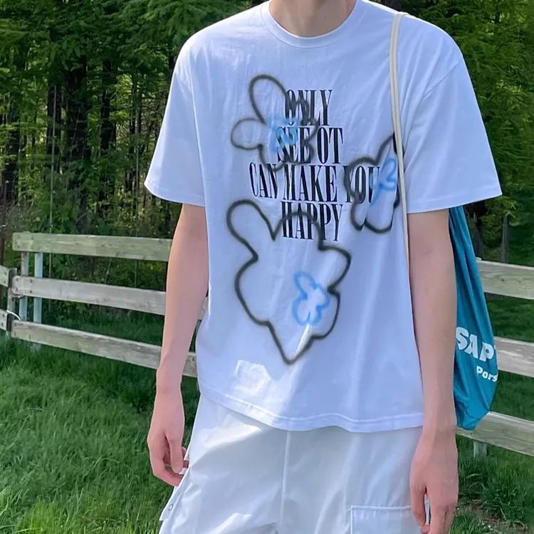 Enhypen Heeseung Inspired Floral Graffiti T-shirt