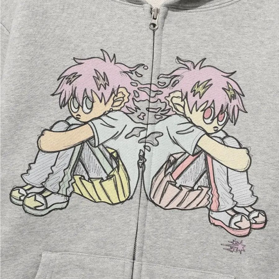 Aespa Karina Inspired Cartoon Anime Zip-Up Hoodie
