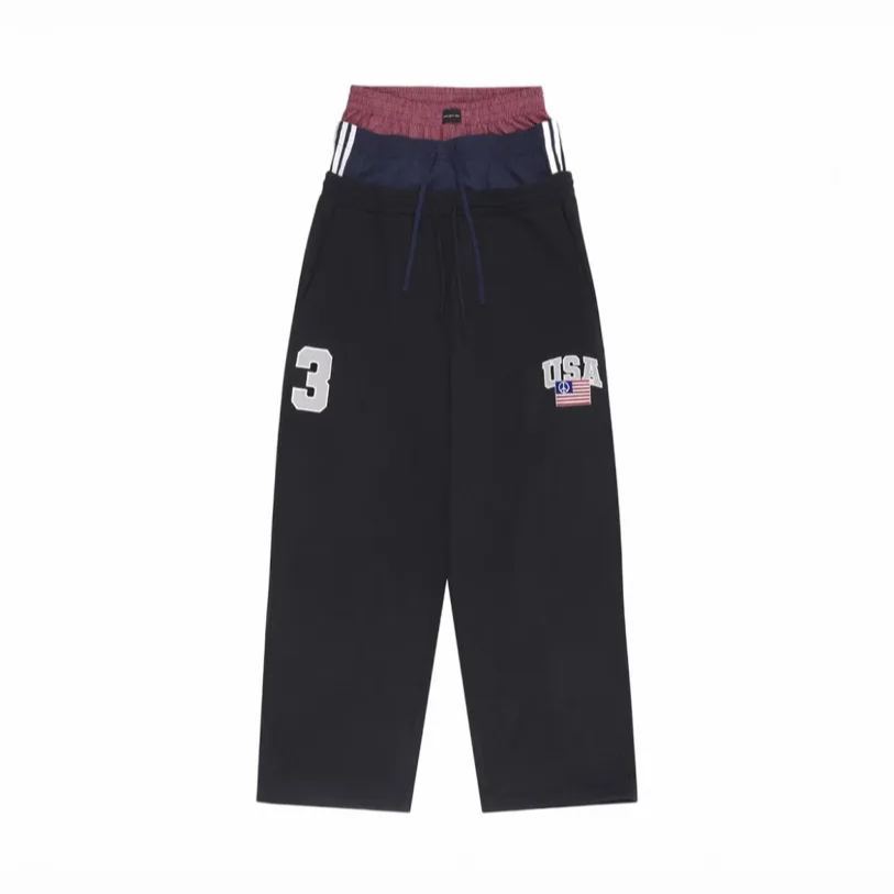 Enhypen Niki Inspired Drawstring Fake Three-Waist Paneled Sweatpants
