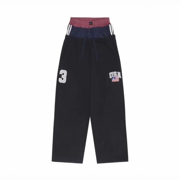 Enhypen Niki Inspired Drawstring Fake Three-Waist Paneled Sweatpants