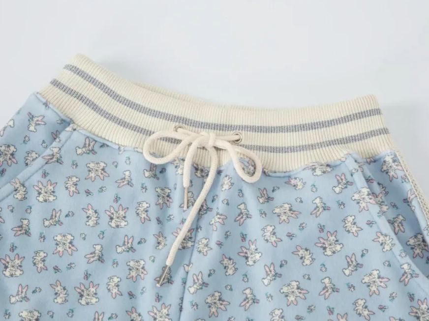 TWICE Nayeon&Illit Moka Inspired Rabbit Print Hooded Zip-up Jacket Pants Set