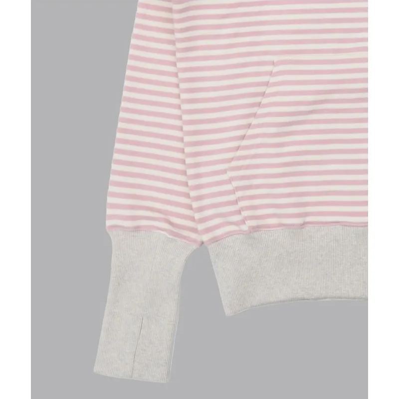 ILLIT Moka Inspired Asymmetric Zip Striped Hooded Sweatshirt Jacket