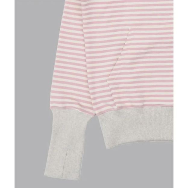 ILLIT Moka Inspired Asymmetric Zip Striped Hooded Sweatshirt Jacket