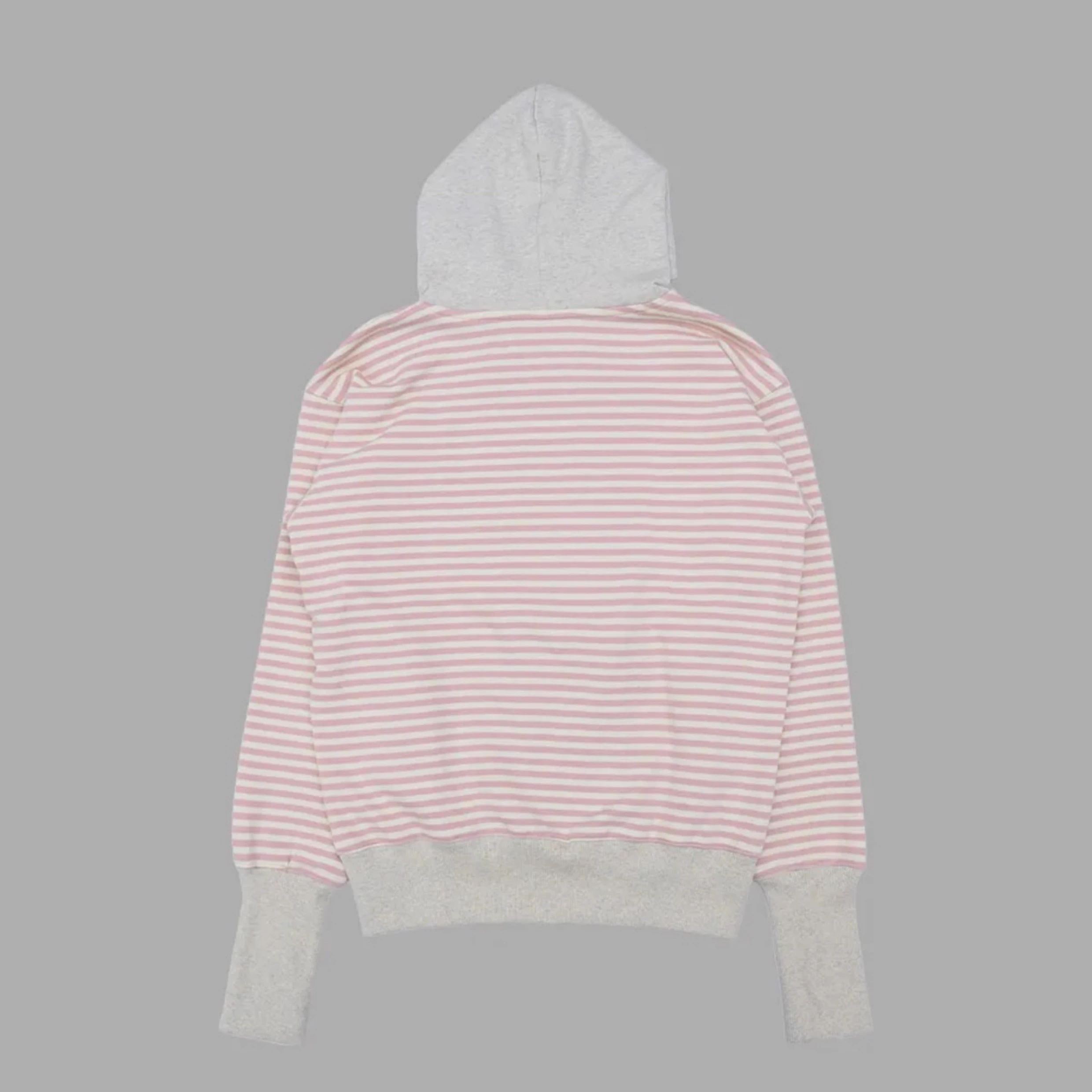 ILLIT Moka Inspired Asymmetric Zip Striped Hooded Sweatshirt Jacket