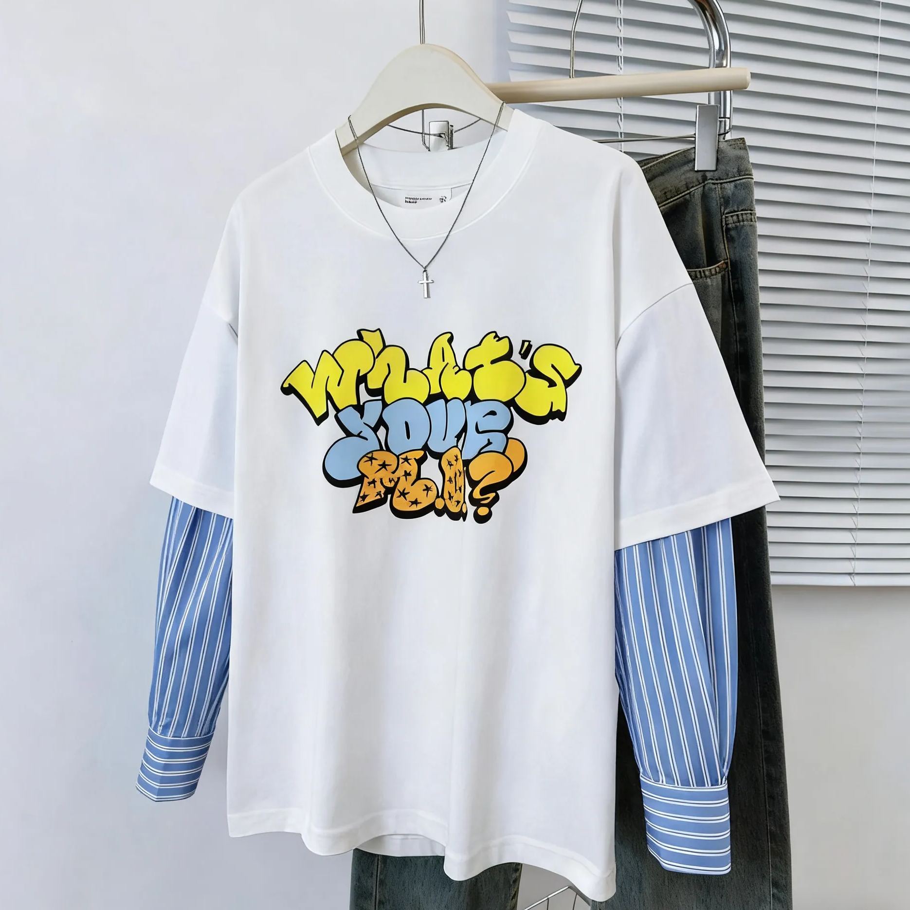 I-DLE Yuqi Oneclap Stage Inspired Oversize Fake Two-piece T-shirt