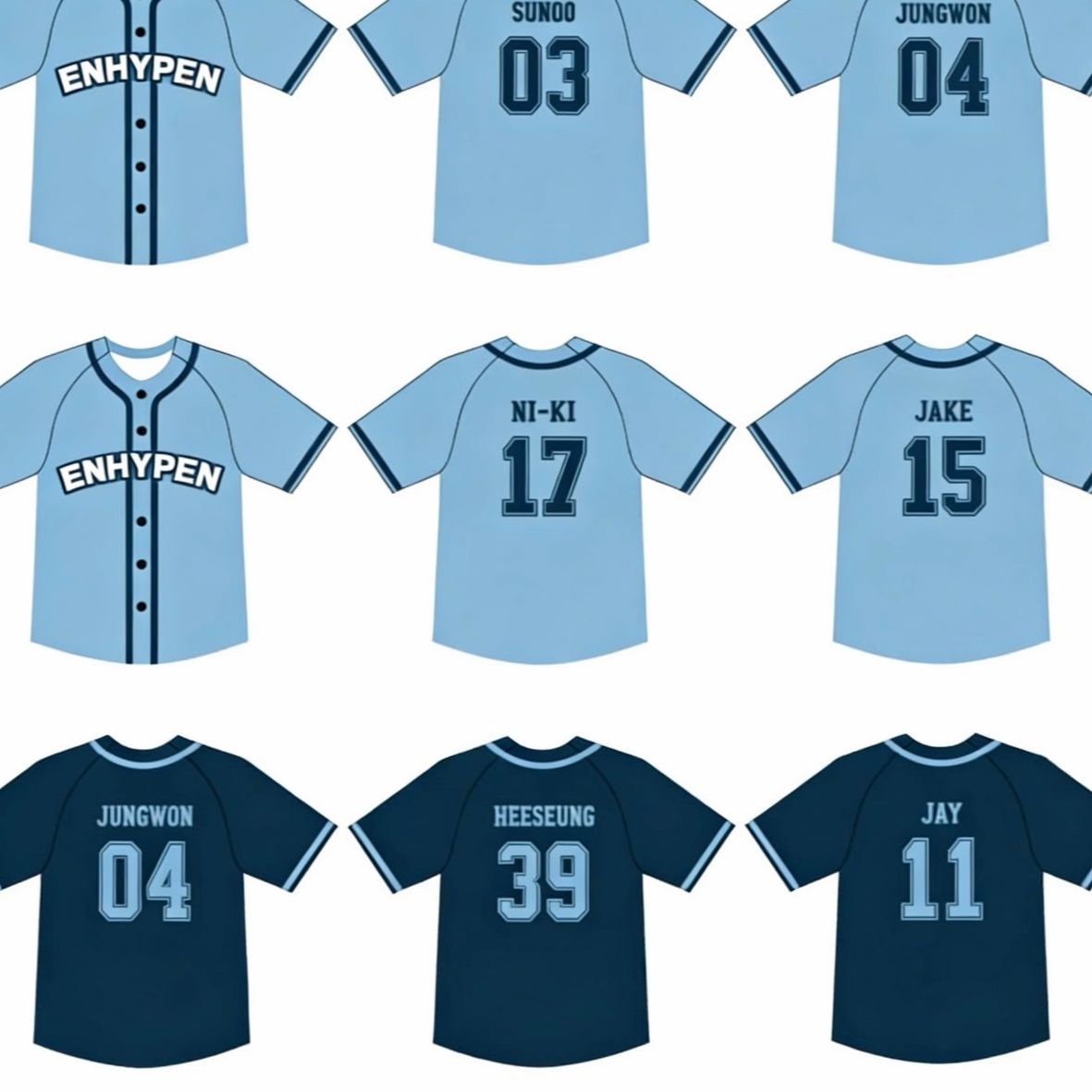 Enhypen inspired member Short Sleeve Baseball Jacket Cardigan jersey