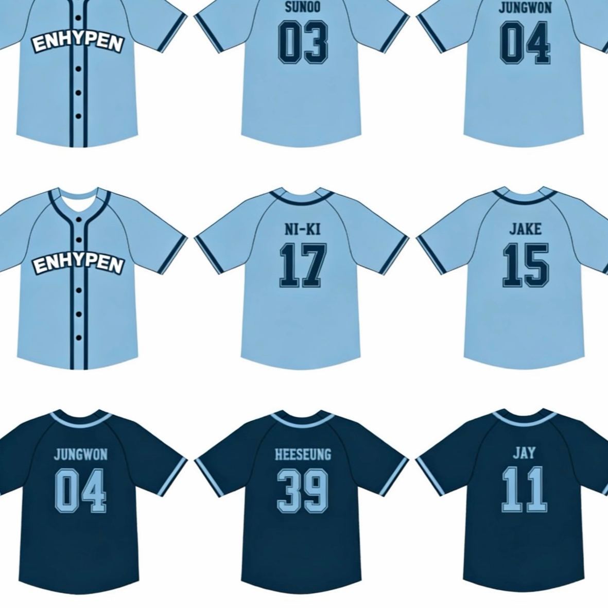 Enhypen inspired member Short Sleeve Baseball Jacket Cardigan jersey