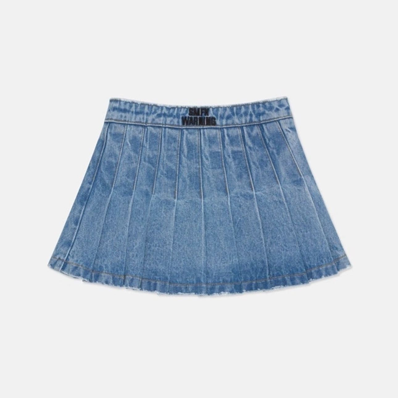 IVE JANG WONYOUNG inspired SMFK High Waist Distressed Denim Pleated A-Line Skirt Dress