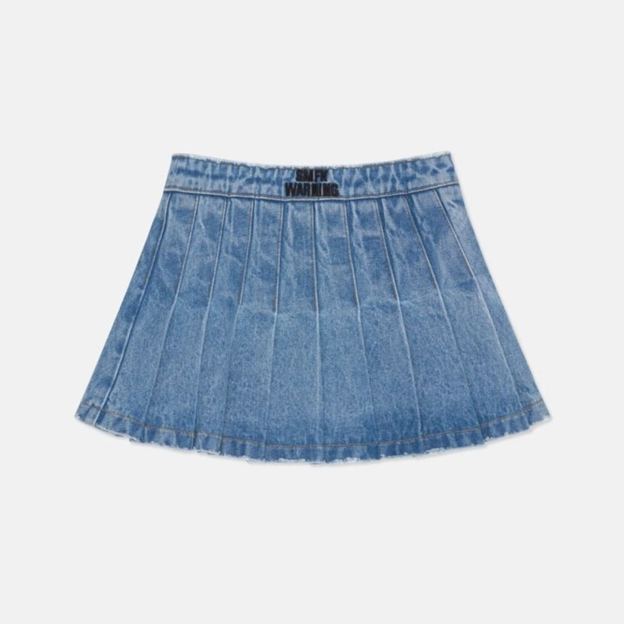 IVE JANG WONYOUNG inspired SMFK High Waist Distressed Denim Pleated A-Line Skirt Dress