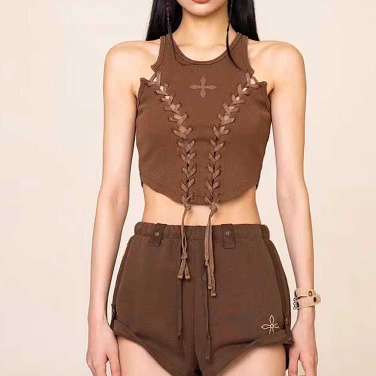 IVE JANG WONYOUNG inspired SMFK Deconstructed Baseball Tactical Vest Crop Top