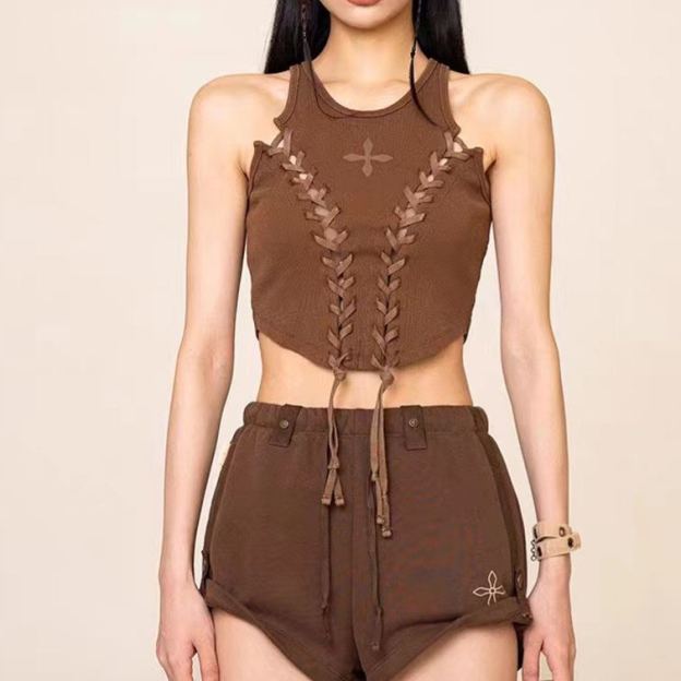 IVE JANG WONYOUNG inspired SMFK Deconstructed Baseball Tactical Vest Crop Top