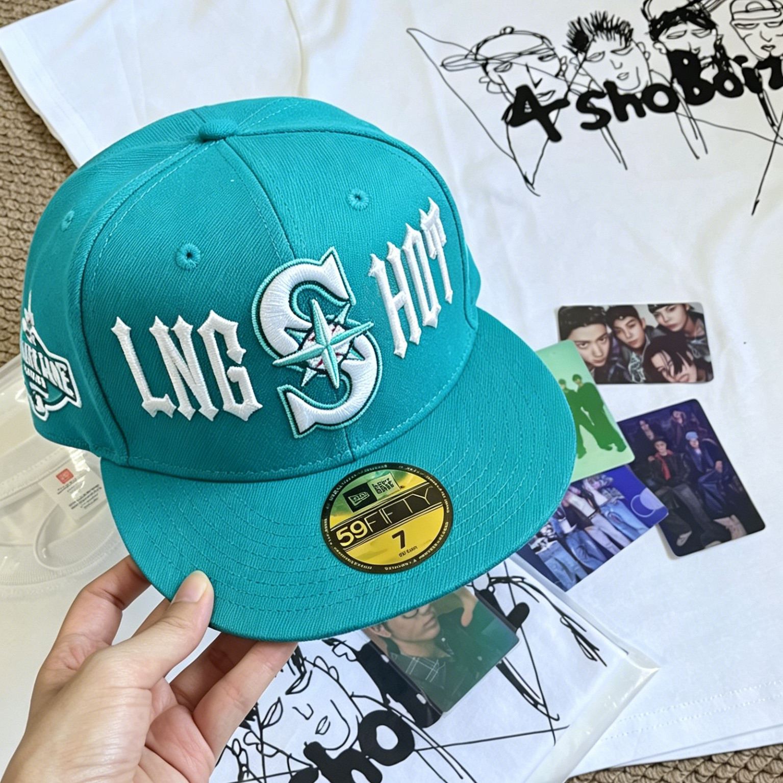 lngshot inspired Red Blue Embroidered Baseball Cap Hat 