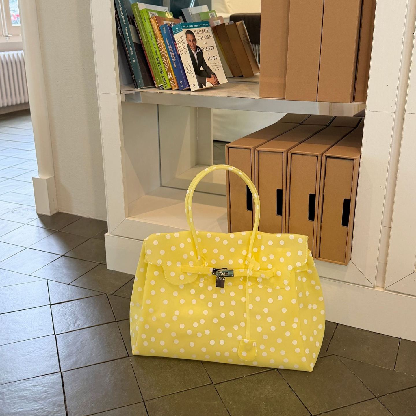 Yellow Polka Dot TPU Jelly Tote Bag jellyfirkin bag-jelly bag
