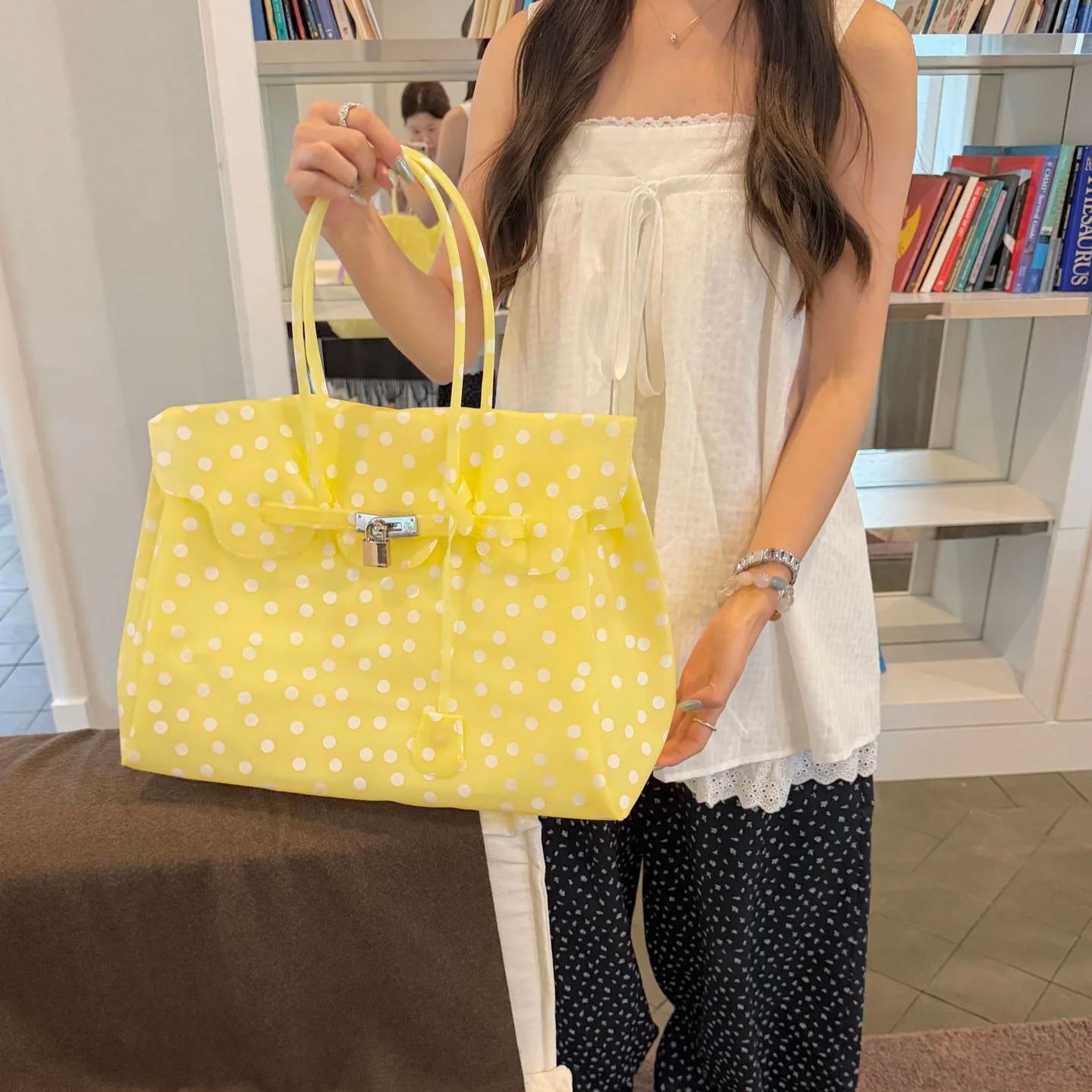 Yellow Polka Dot TPU Jelly Tote Bag jellyfirkin bag-jelly bag