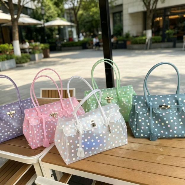 Horizontal Candy Polka Dot TPU Jelly Tote Bag jellyfirkin bag-jelly bag