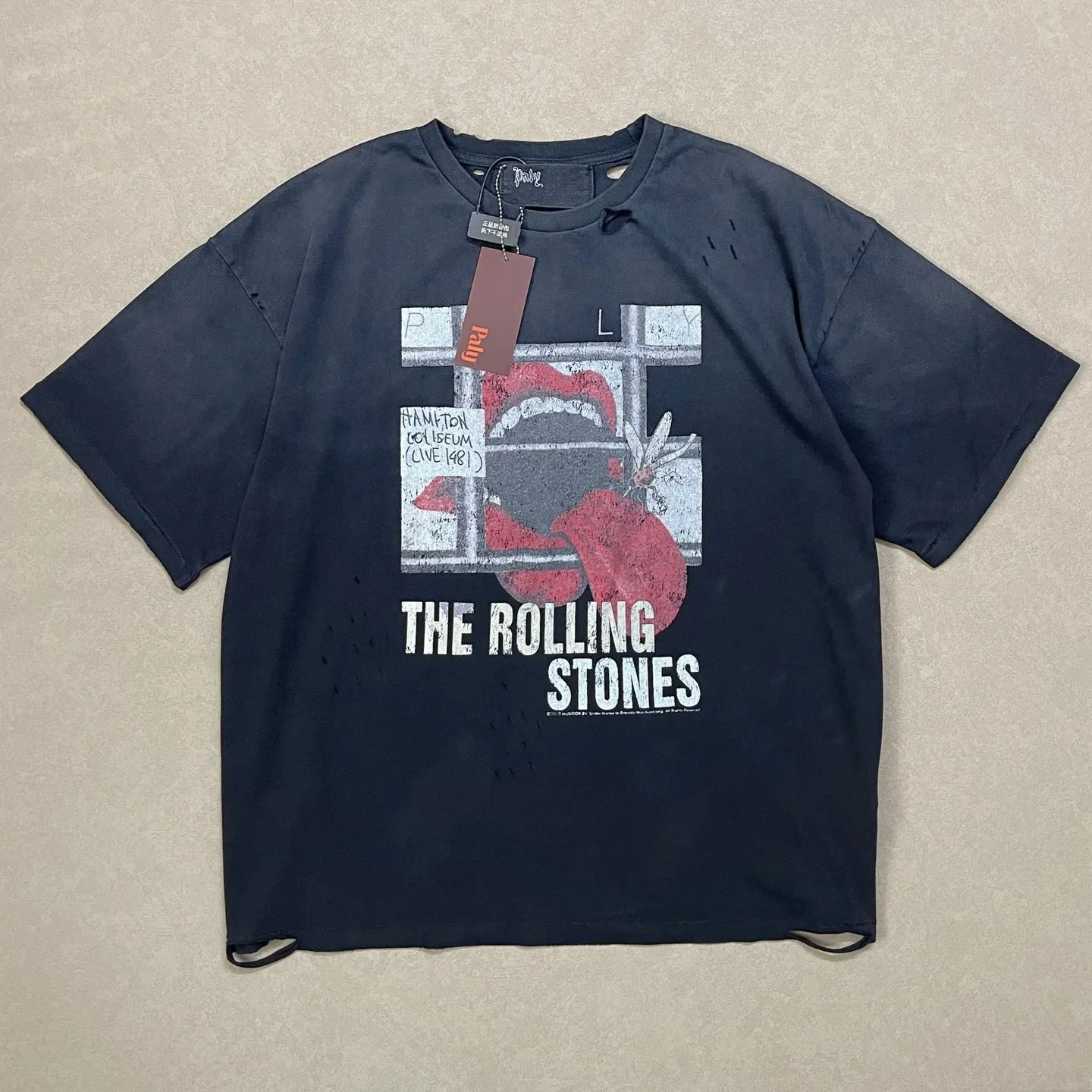 Straykids Hyunjin Inspired Rolling Stones Mosquito Tongue Distressed Vintage Tee-stray kids