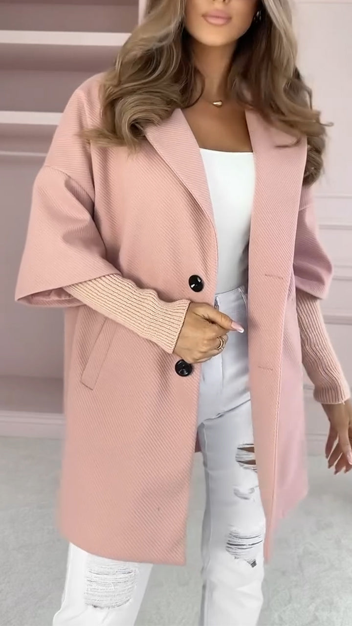 Women's Lapel Stitching Button Casual Commuter Coat