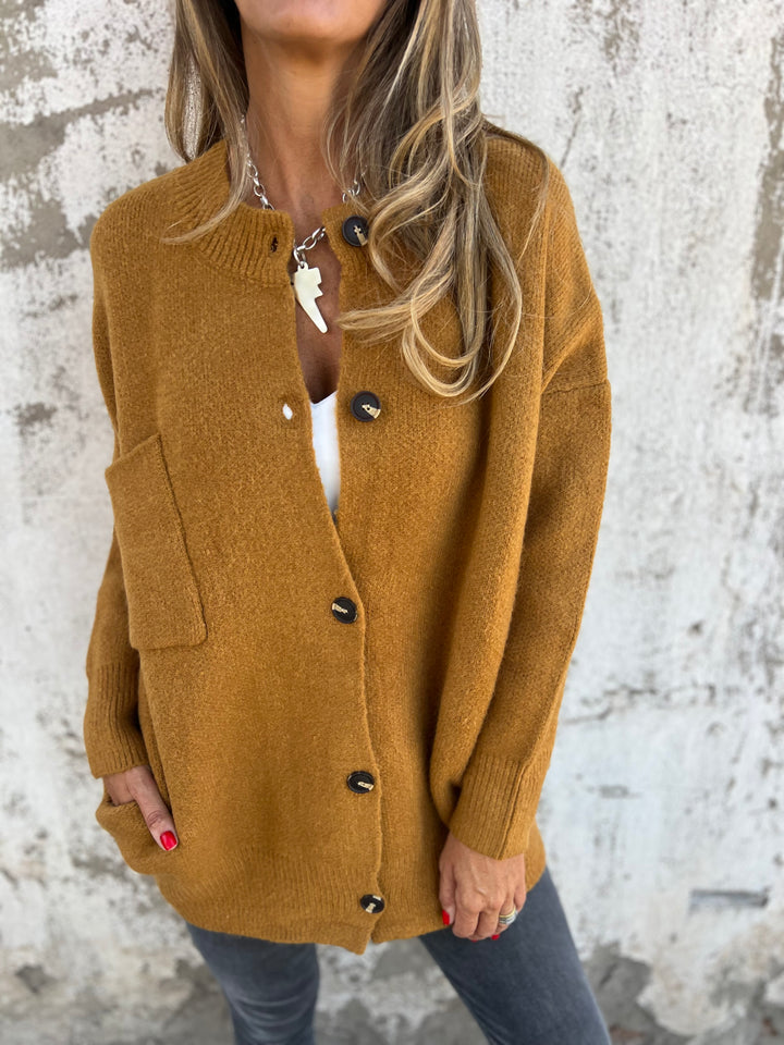 Women's Round Neck Woolen Button Casual Commuter Jacket