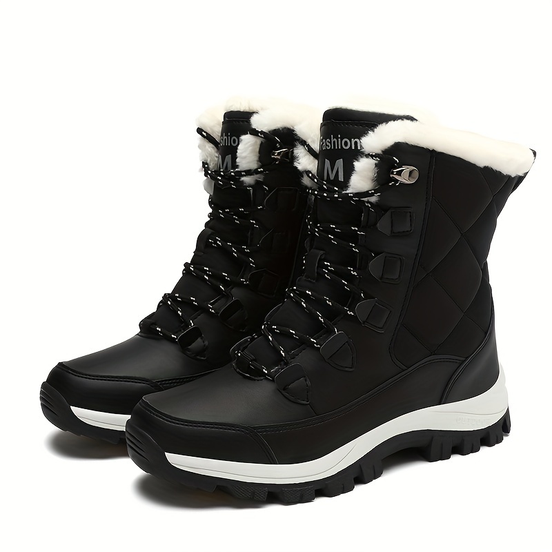 Women's Winter Snow Boots PU Cover Upper with Fleece Lining Waterproof