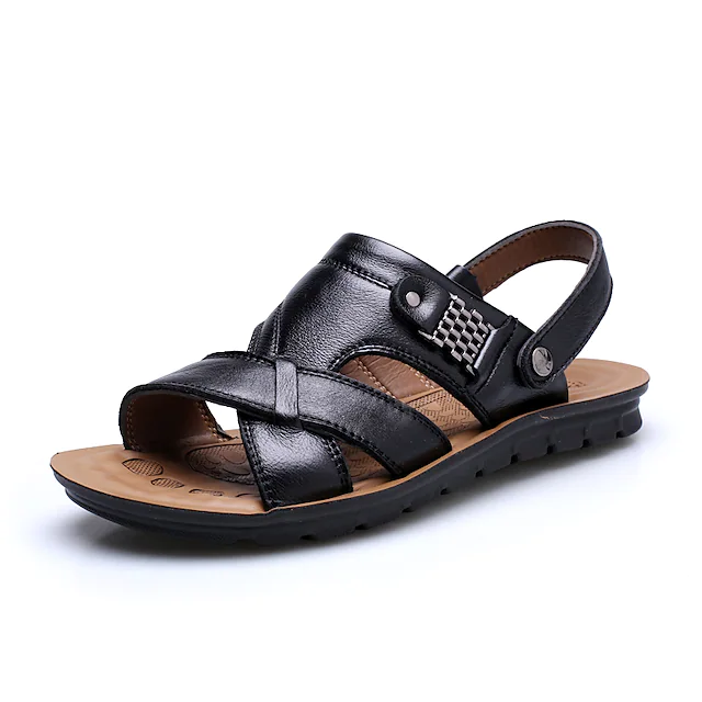 Men‘s Casual Comfy Soft Sole Non-Slip Closed Toe Leather Sandals