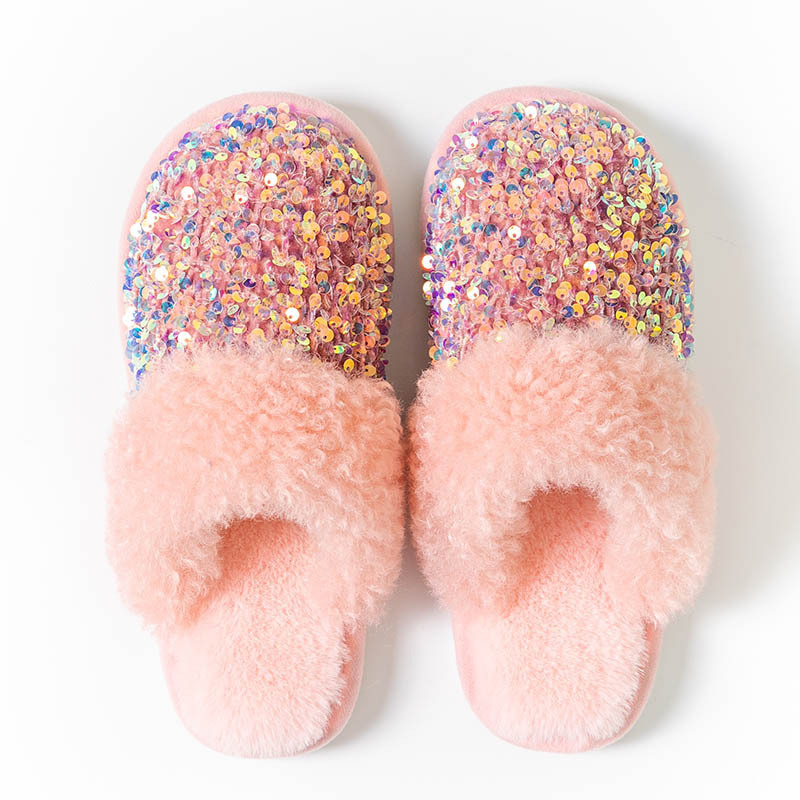 Shiny Warm Faux Fur Mule Slipper Furry Soft Slip on Shoes