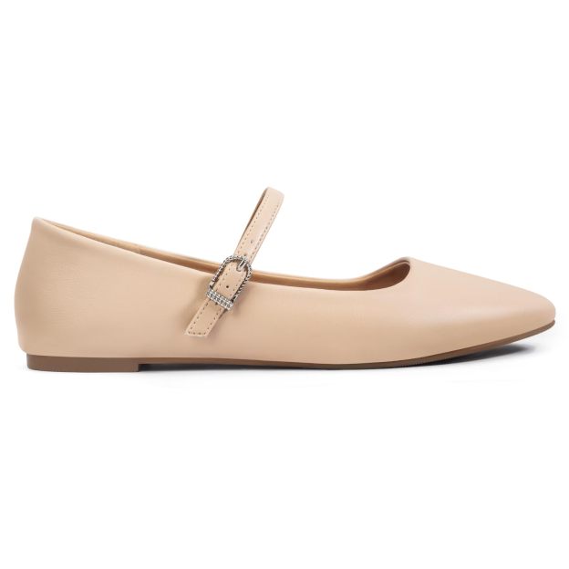 Women‘s Ballet Mary Jane Flats Shoes Comfortable Square Closed Toe Shoes with Latex Insole and Adjustable Strap 