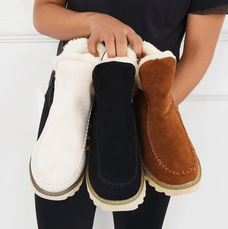 Cozy Winter Boots For Women, Slip-Or Design.Fleece Lining, Comfortable Sole, Wedge Heel