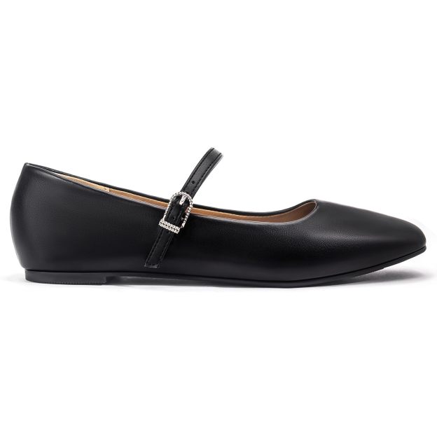 Women‘s Ballet Mary Jane Flats Shoes Comfortable Square Closed Toe Shoes with Latex Insole and Adjustable Strap 