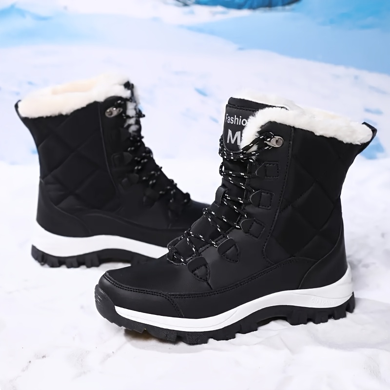 Women's Winter Snow Boots PU Cover Upper with Fleece Lining Waterproof