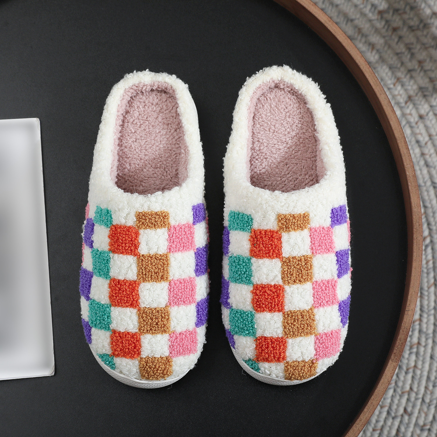 Colorful Grid Slippers
