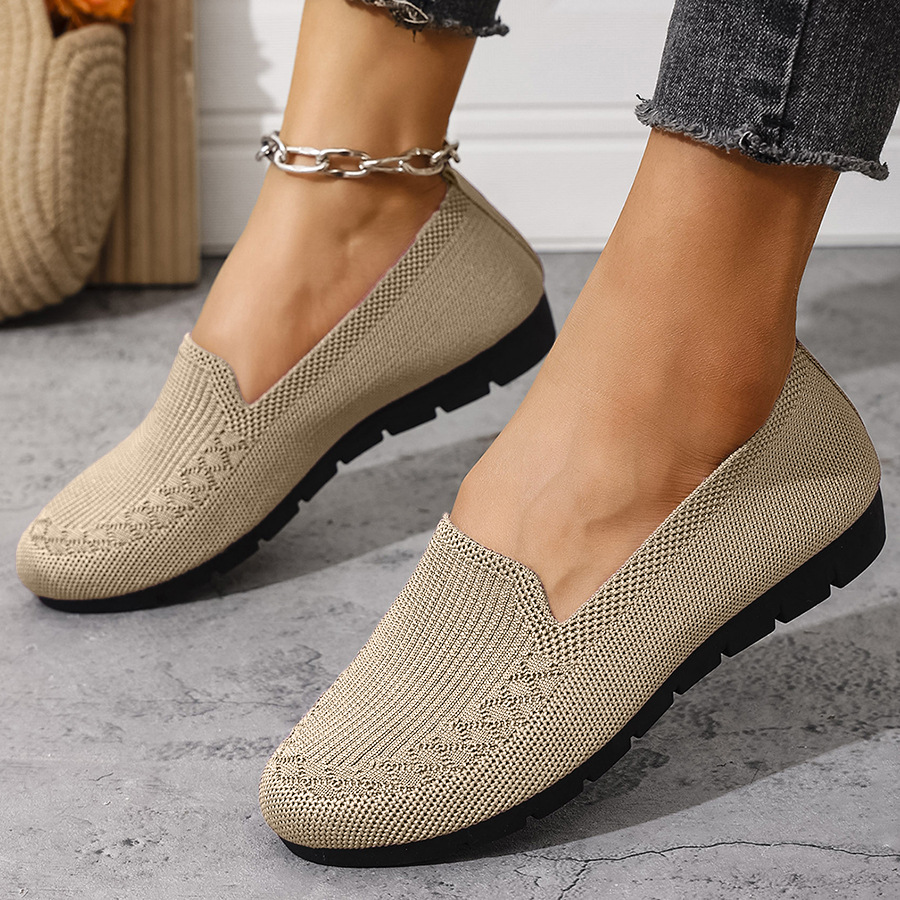 Women's Knitted Lightweight Loafers, Non-slip Flat Loafers