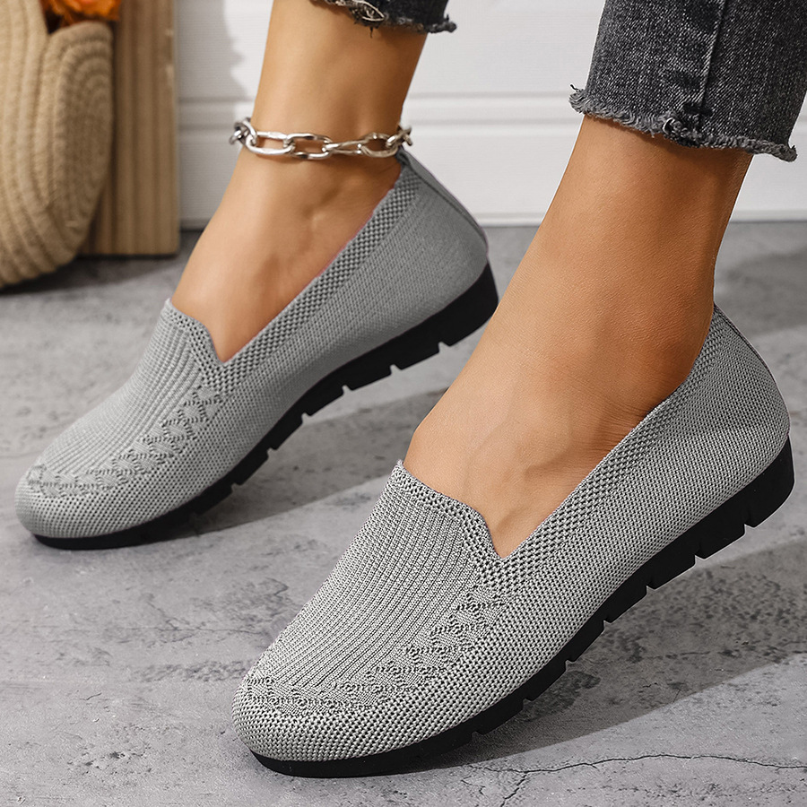 Women's Knitted Lightweight Loafers, Non-slip Flat Loafers