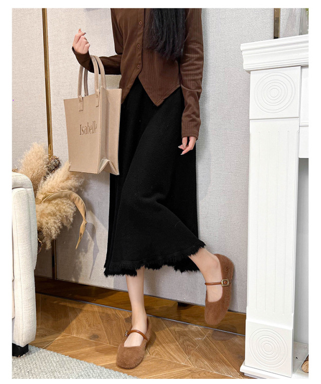 Plush Square Closed Toe Ballet Flats 