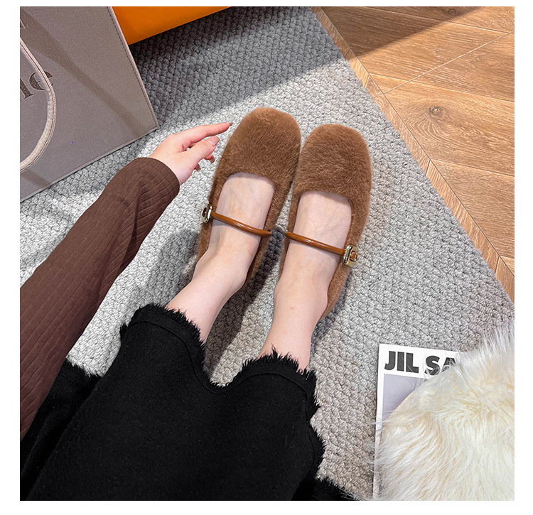 Plush Square Closed Toe Ballet Flats 