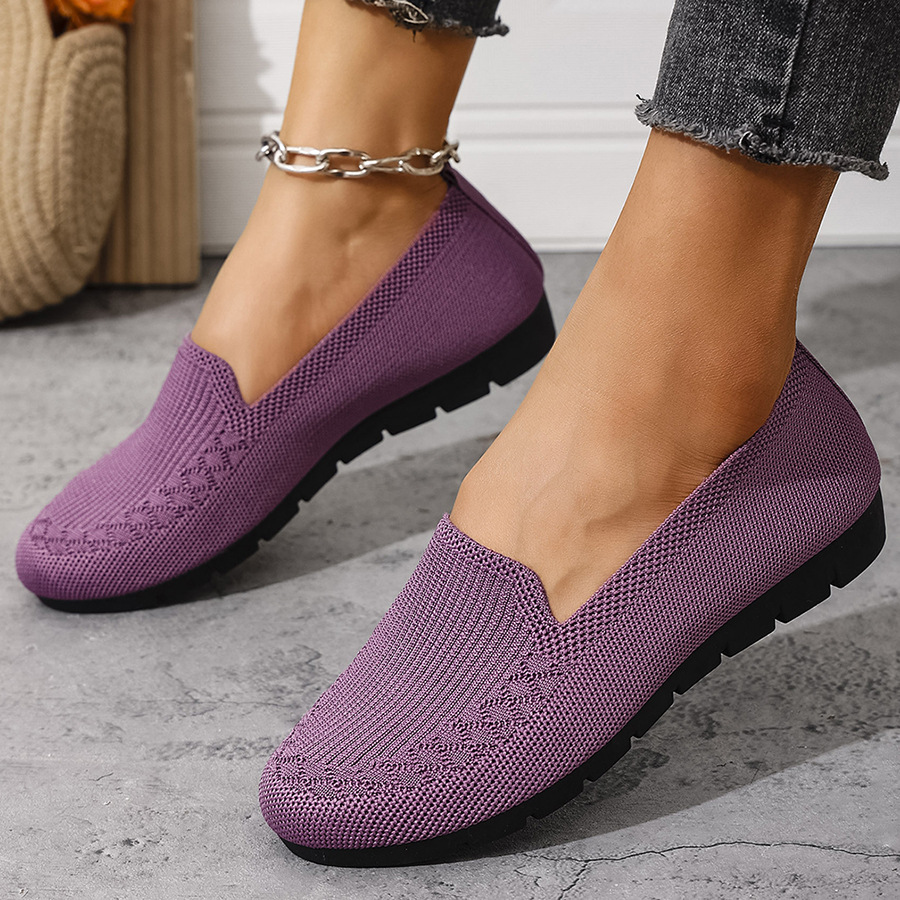 Women's Knitted Lightweight Loafers, Non-slip Flat Loafers