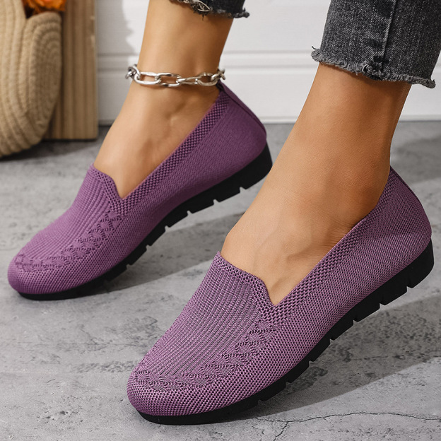 Women's Knitted Lightweight Loafers, Non-slip Flat Loafers