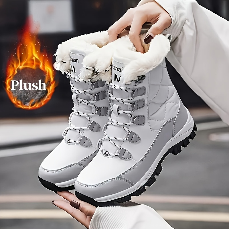Women's Winter Snow Boots PU Cover Upper with Fleece Lining Waterproof