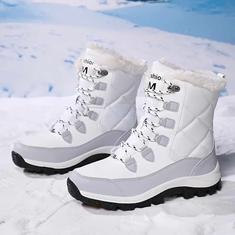 Women's Winter Snow Boots PU Cover Upper with Fleece Lining Waterproof