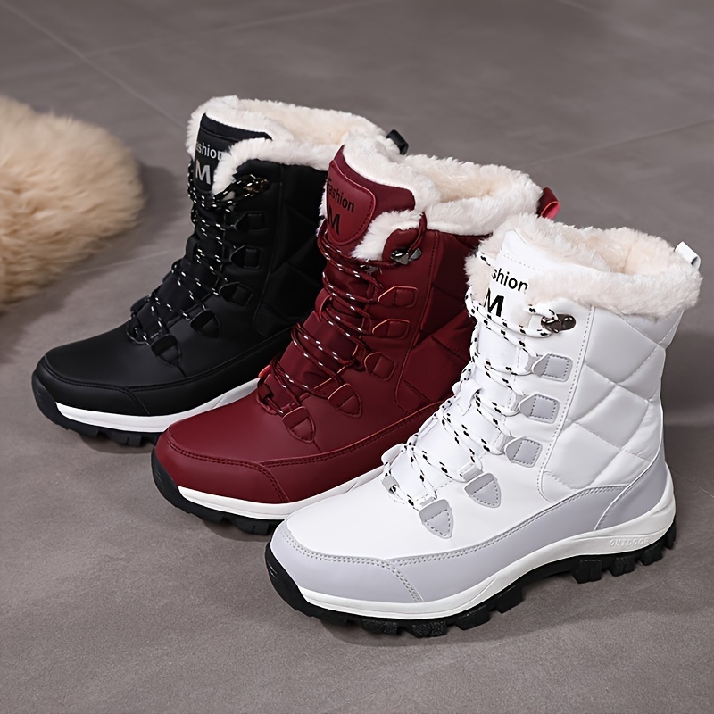 Women's Winter Snow Boots PU Cover Upper with Fleece Lining Waterproof