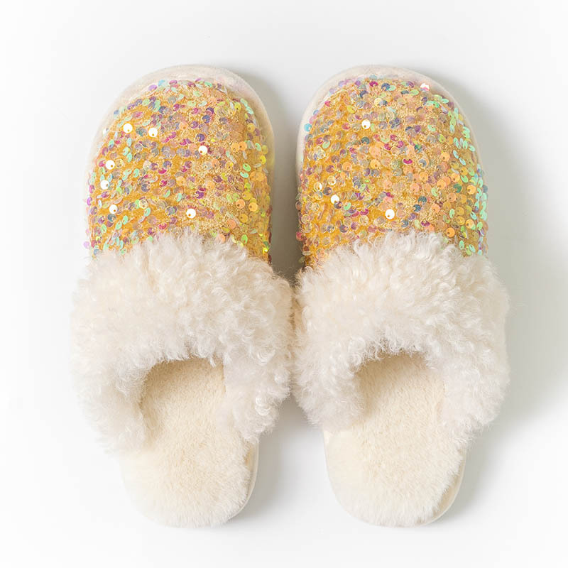 Shiny Warm Faux Fur Mule Slipper Furry Soft Slip on Shoes