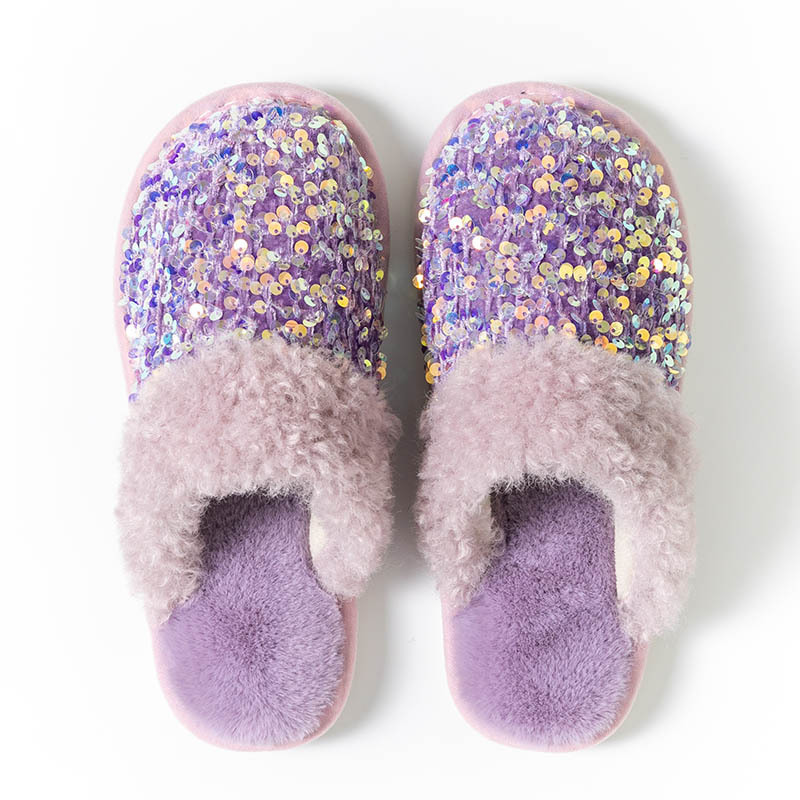 Shiny Warm Faux Fur Mule Slipper Furry Soft Slip on Shoes