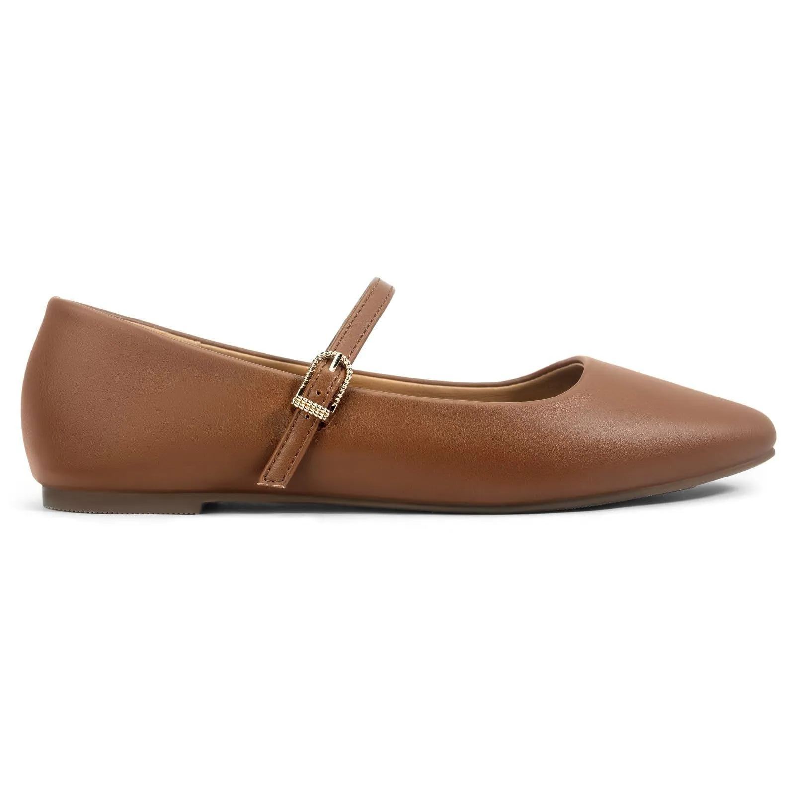 Women‘s Ballet Mary Jane Flats Shoes Comfortable Square Closed Toe Shoes with Latex Insole and Adjustable Strap 