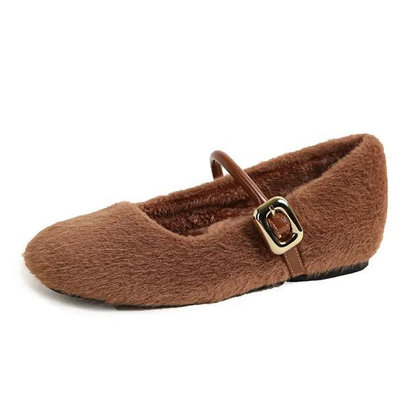 Plush Square Closed Toe Ballet Flats 