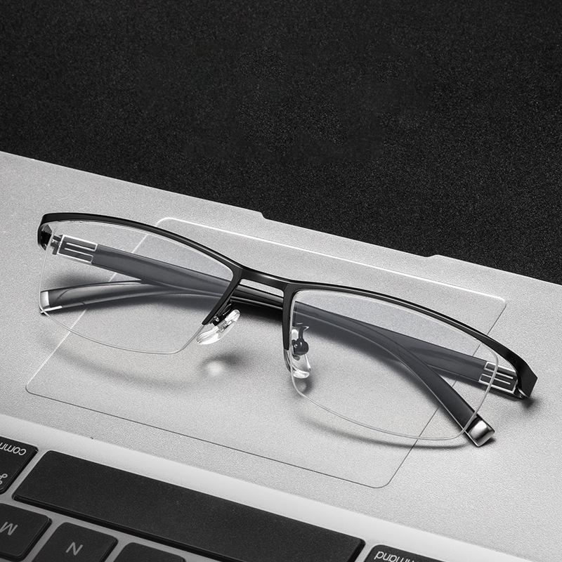 HALF FRAME FASHION STRIPED ULTRA-LIGHT COLOR CHANGING READING GLASSES