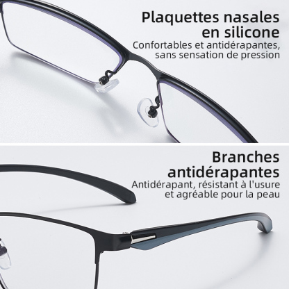LUNETTES DE LECTURE MULTIFOCALES EN TITANE PHOTOCHROMIQUES PROGRESSIVES DOUBLE LUMIÈRE ANTI-LUMIÈRE BLEUE