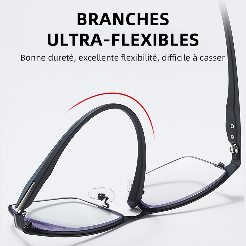 LUNETTES DE LECTURE MULTIFOCALES EN TITANE PHOTOCHROMIQUES PROGRESSIVES DOUBLE LUMIÈRE ANTI-LUMIÈRE BLEUE