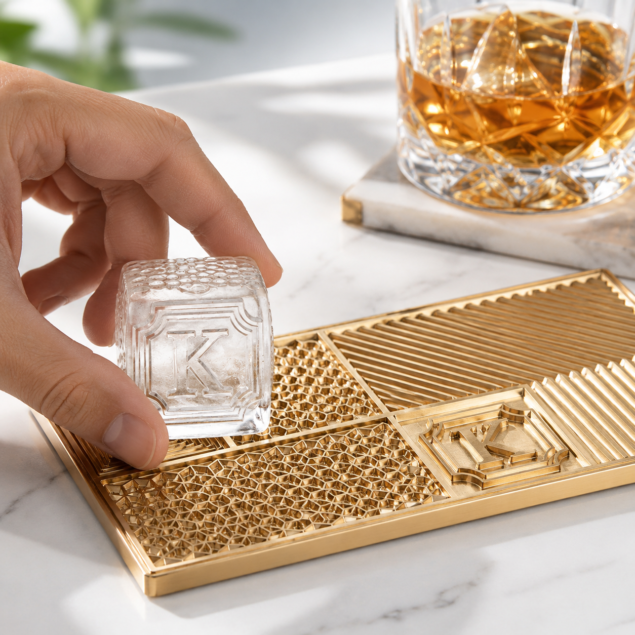 Personalized Brass Ice Stamp Plate for Whiskey Lovers and Bartenders