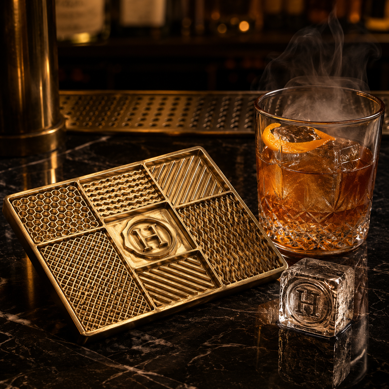 Custom Ice Branding Plate with Business Logo for Luxury Cocktail Service