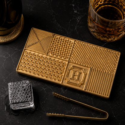 Custom Brass Ice Plate with Business Logo for Whiskey and Cocktail Bars