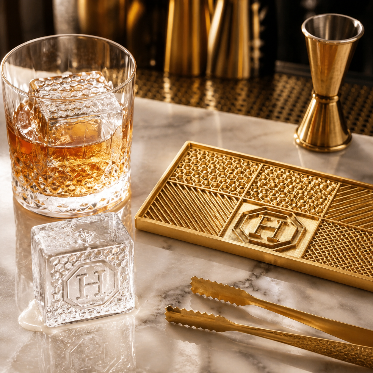 Custom Ice Branding Tray with Business Logo for Cocktail Presentation